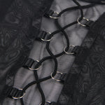 YesX Three Piece Mesh Bra Lingerie Set Black