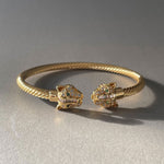 Zuri Gold Textured Panther Cuff Bangle