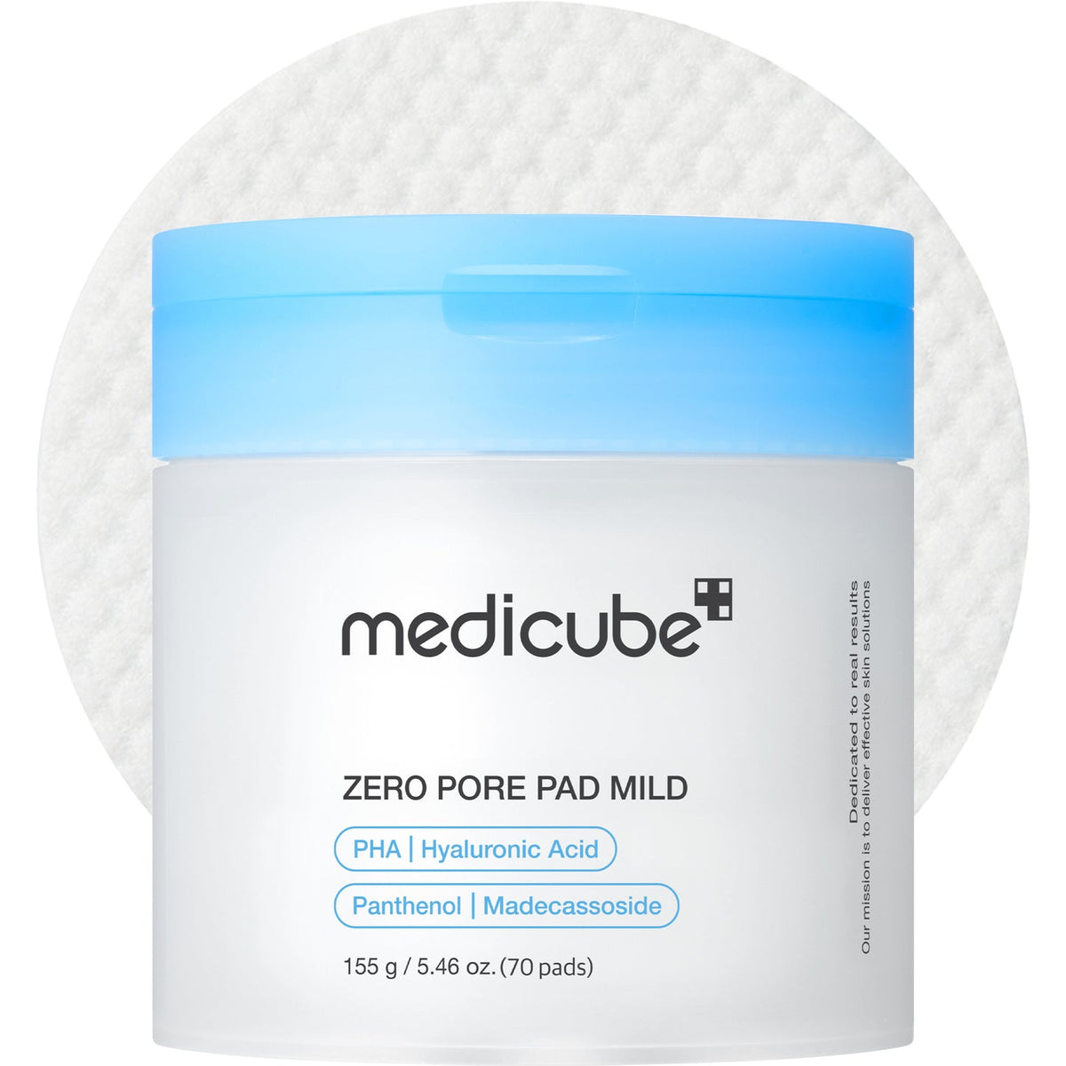 Medicube Zero Pore Madecassoside Pads Mild 70 pads tub and carton