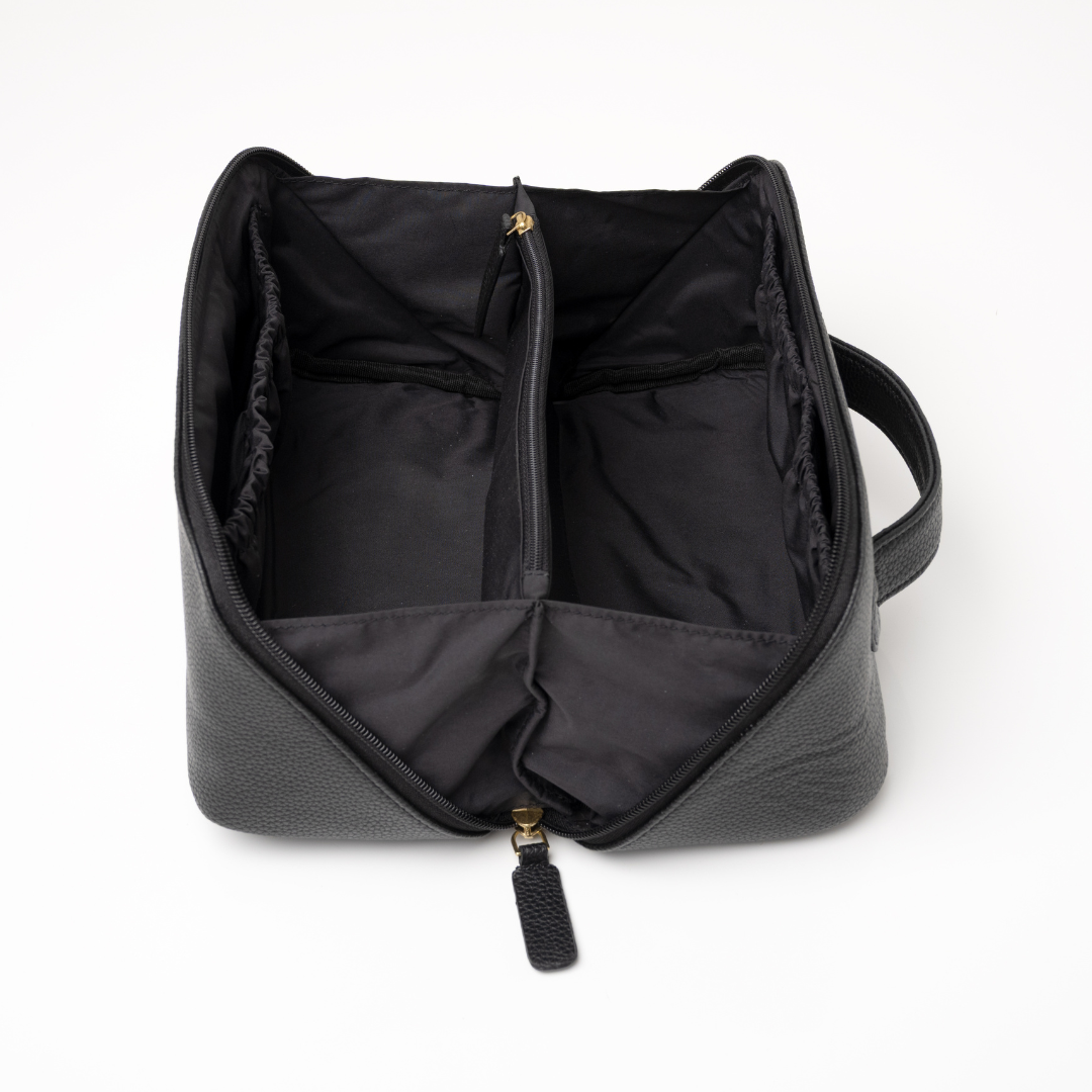 Freya' Fold-Out Makeup Bag in Black