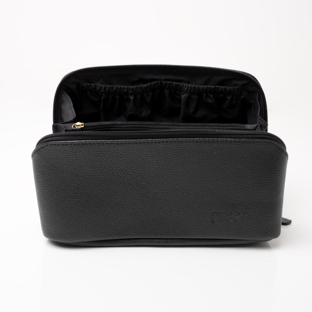 Freya' Fold-Out Makeup Bag in Black
