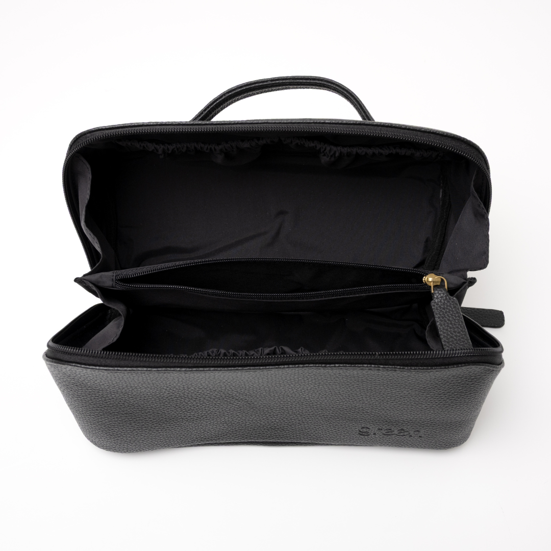 Freya' Fold-Out Makeup Bag in Black