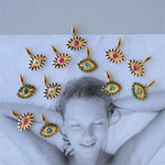 18K Gold Evil Eye Inlaid Gemstone Necklace