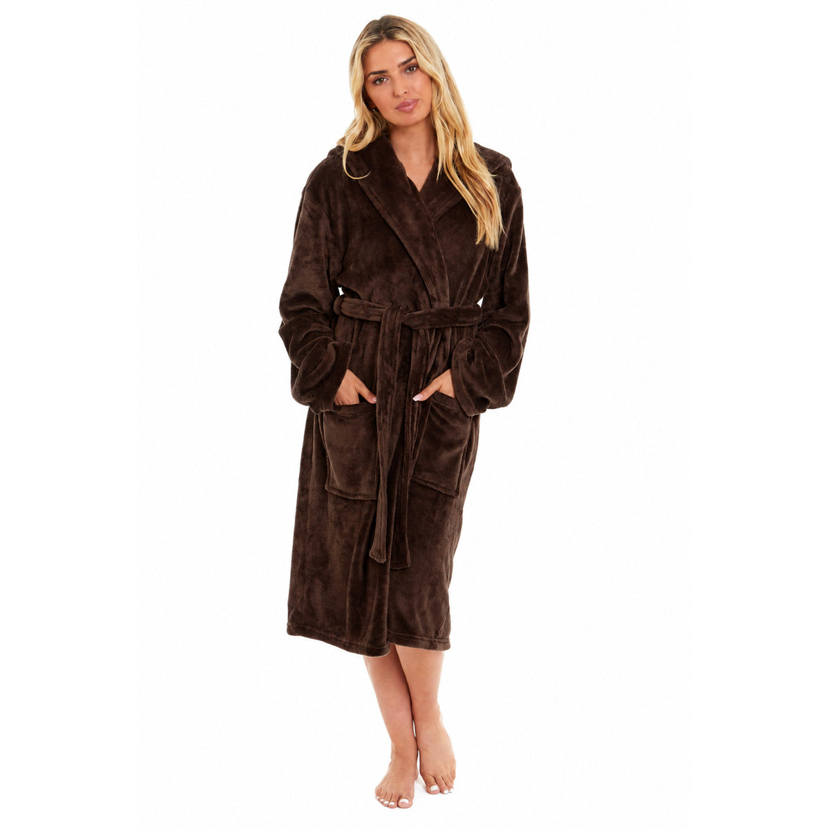Daisy Dreamer Plush Fleece Hooded Robe - Soft Velvet Winter Dressing Gown