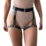Women's Real Leather Leg Harness | Adjustable O-Ring Body Harness
