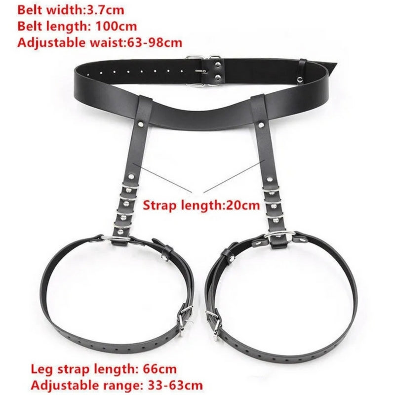 Women's Real Leather Leg Harness | Adjustable O-Ring Body Harness