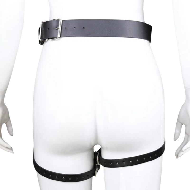 Women's Real Leather Leg Harness | Adjustable O-Ring Body Harness