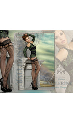 Ballerina Faux Suspender Sparkly Detail Hold Ups Nero Black with Lurex