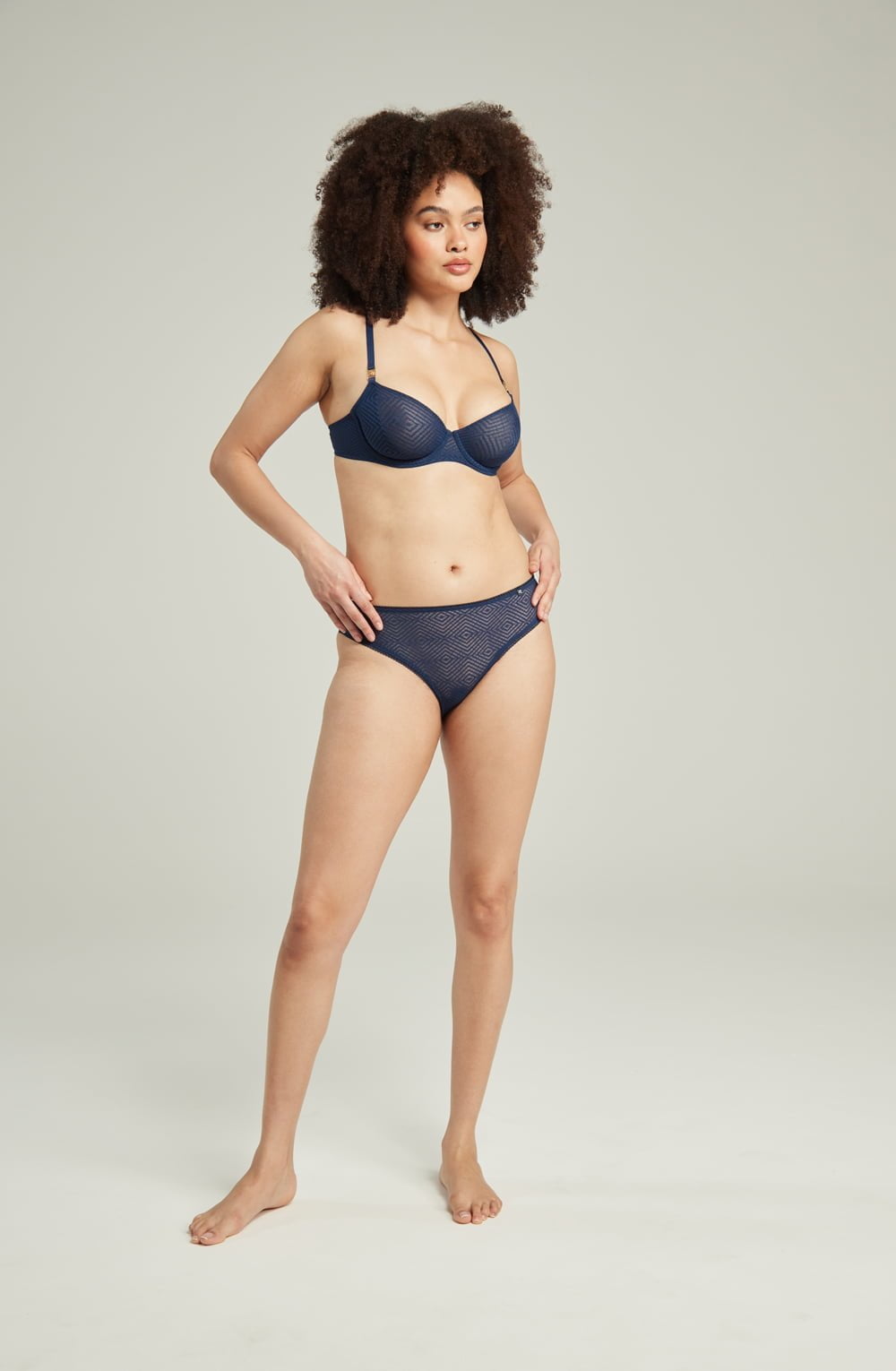 Nudea The Sheer Deco Lift Balcony Bra Navy Up to GG Cup