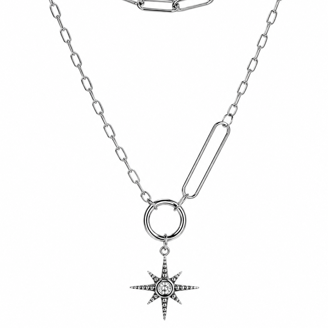 Sahara Luxe White Gold Plated Double Layer Necklace