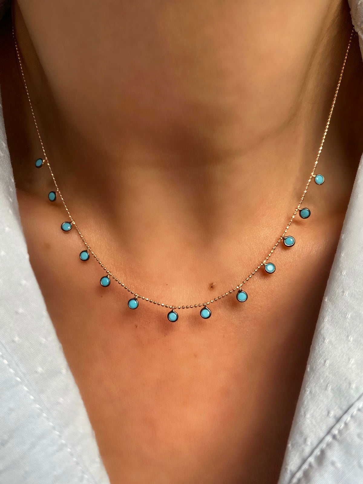 45cm Chain Necklace with Droplet Stones