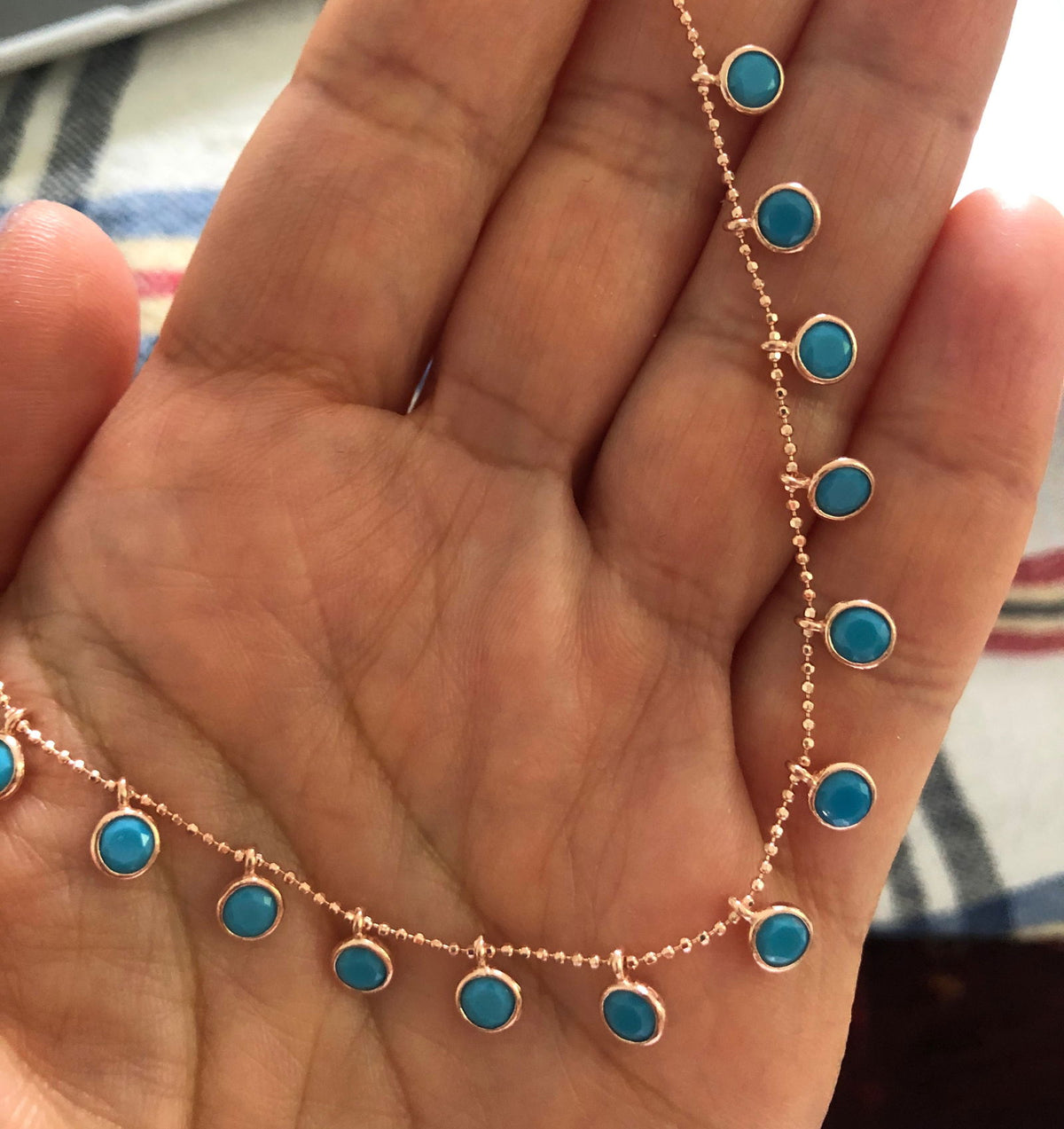 45cm Chain Necklace with Droplet Stones