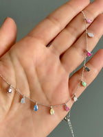 45cm Chain Necklace with Droplet Stones