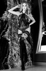 Ballerina Gold Elixir Black & Skin Hold Ups with Stunning Detailing