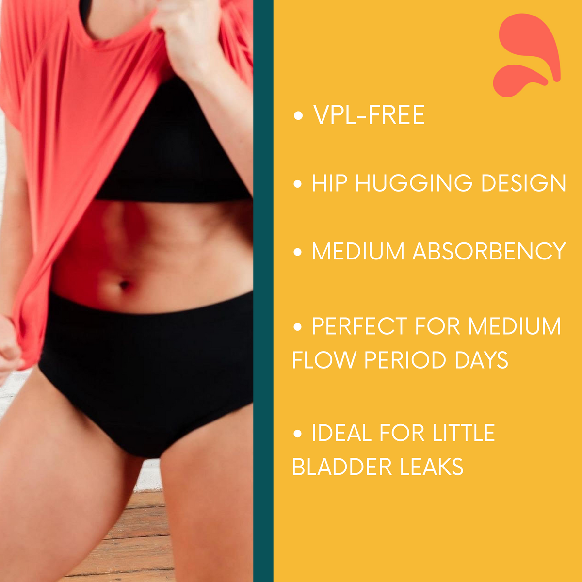 NIXI Body Susie Black Leakproof Knicker — Medium Absorbency
