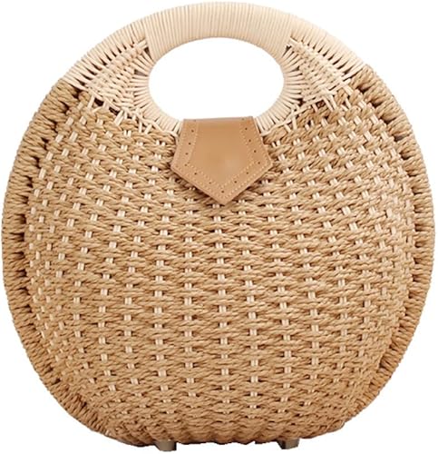 Artisan Handwoven Seashell Raffia Handbag — Women's Boho Summer Bag in Beige or Light Brown – alternate view 5