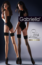 Gabriella Calze Lovia Hold Ups Beige Natural with Black Band Tops