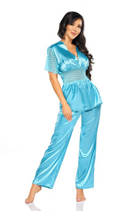 Beauty Night Missy Satin Lace Pyjamas Set Turquoise