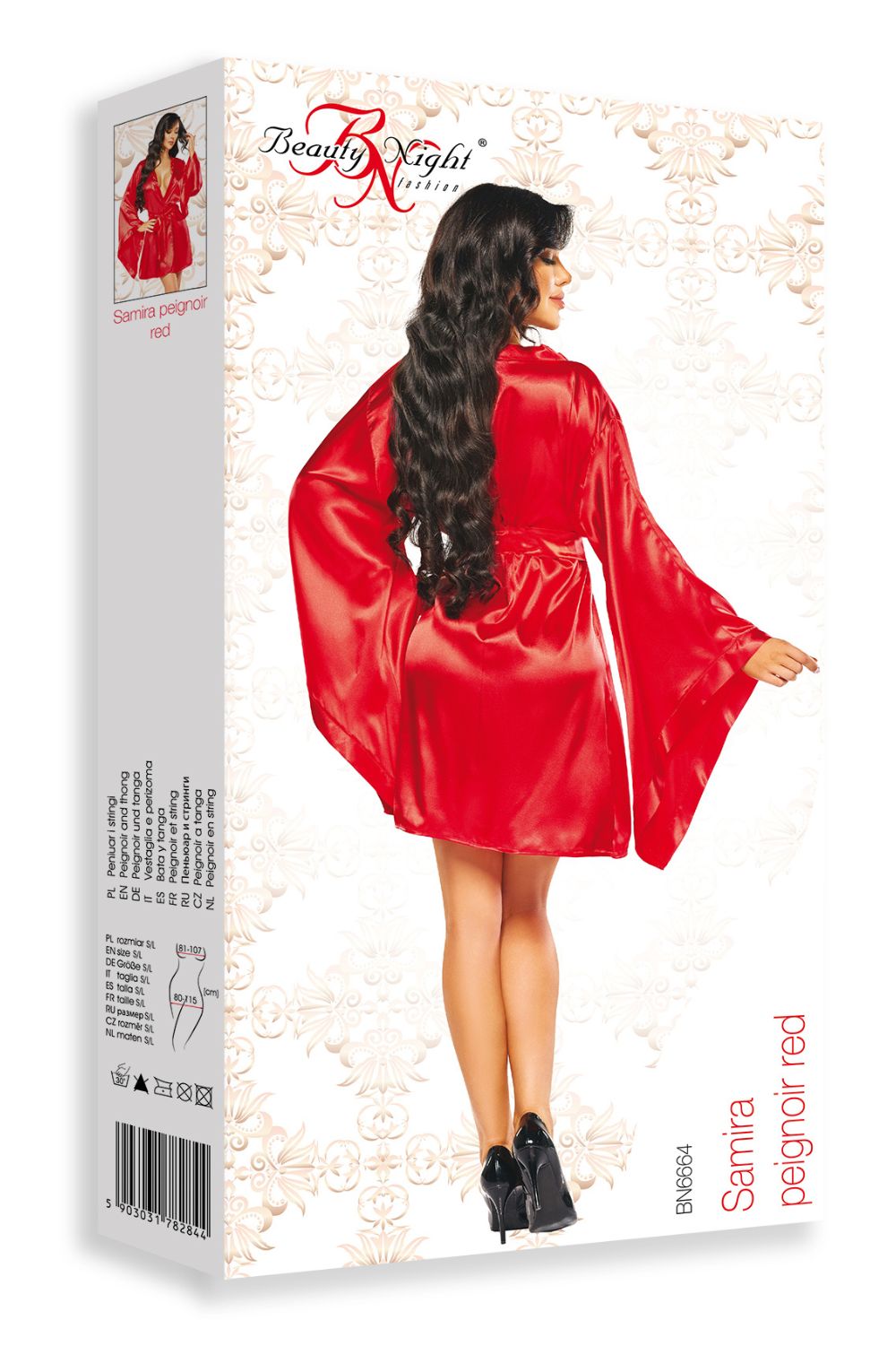 Beauty Night Samira Shiny Wide Sleeve Belted Peignoir Red