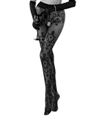 Black Secret All Over Black Pattern Crotchless Tights
