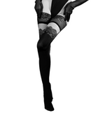 Black Secret Lace Top Hold Ups in Black & Natural