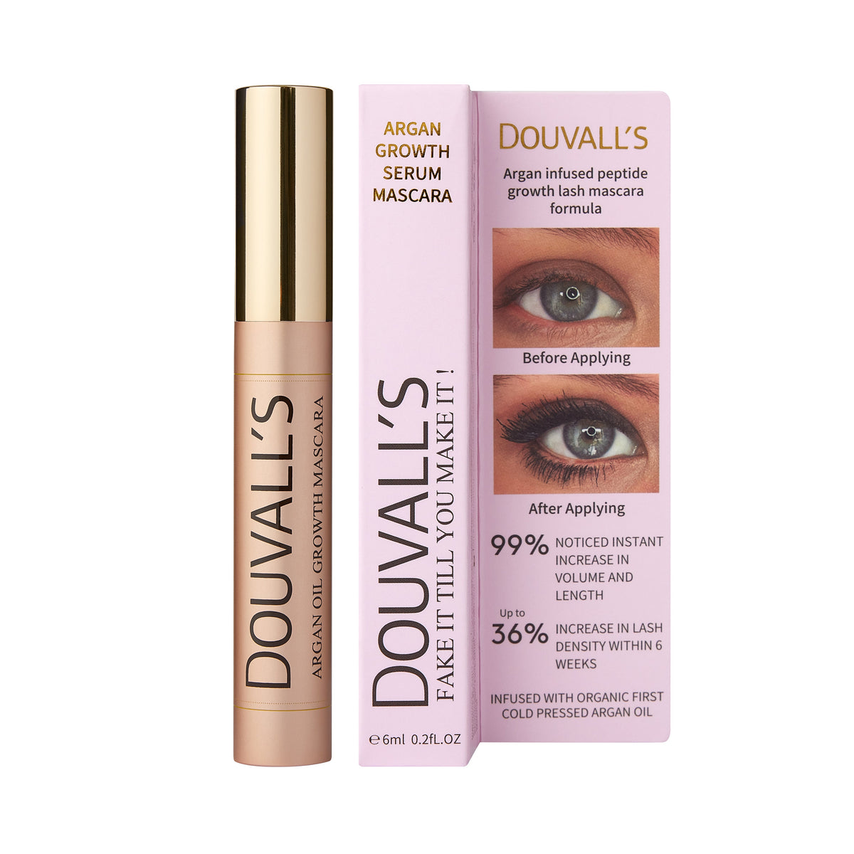 Douvall’s Argan Growth Serum Black Mascara 6ml | Achieve Longer, Fuller, and Voluminous Eyelashes