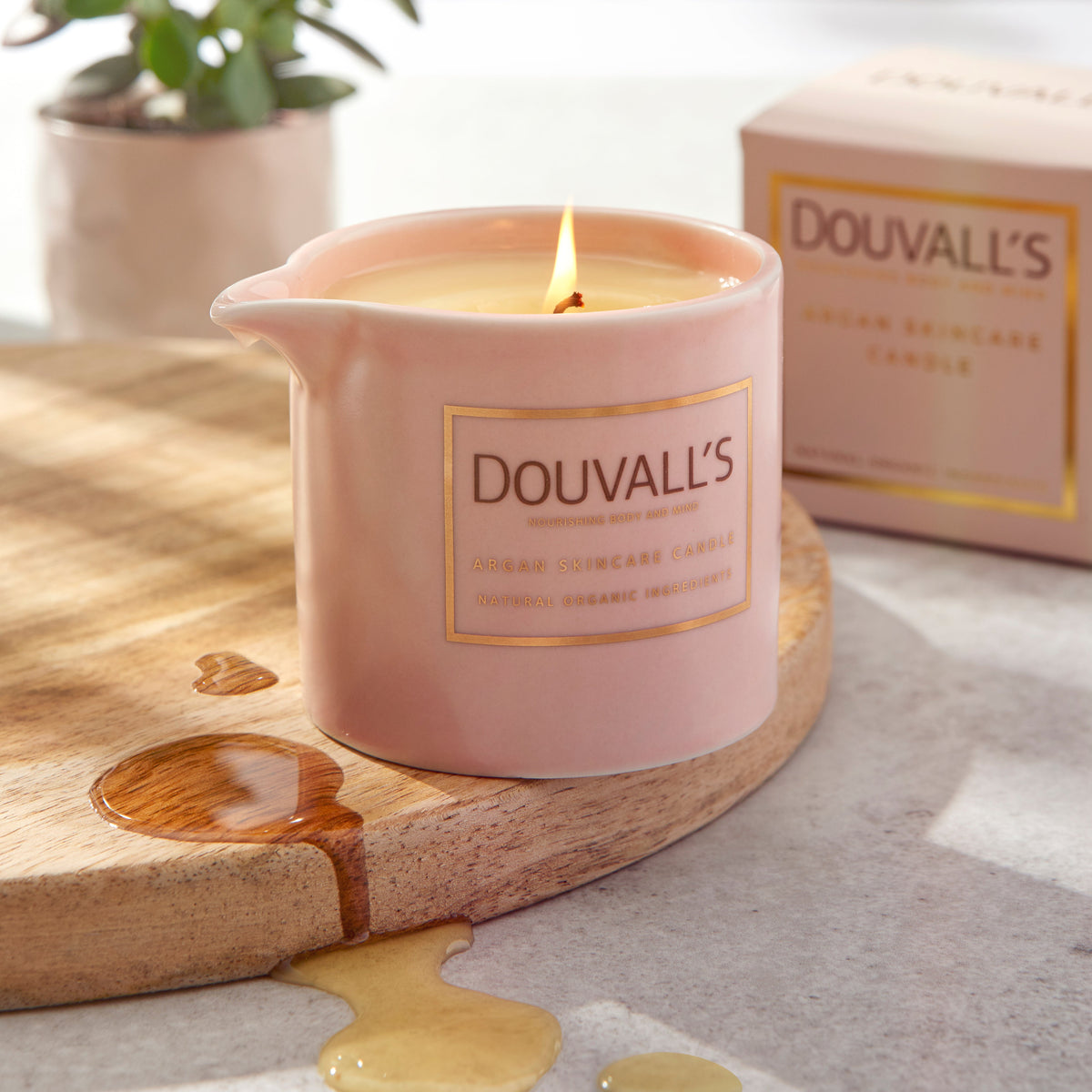 Douvall's Organic Argan Skincare Candle, Orange & Frankincense 180g | Intensely Nourishing Body Treatment