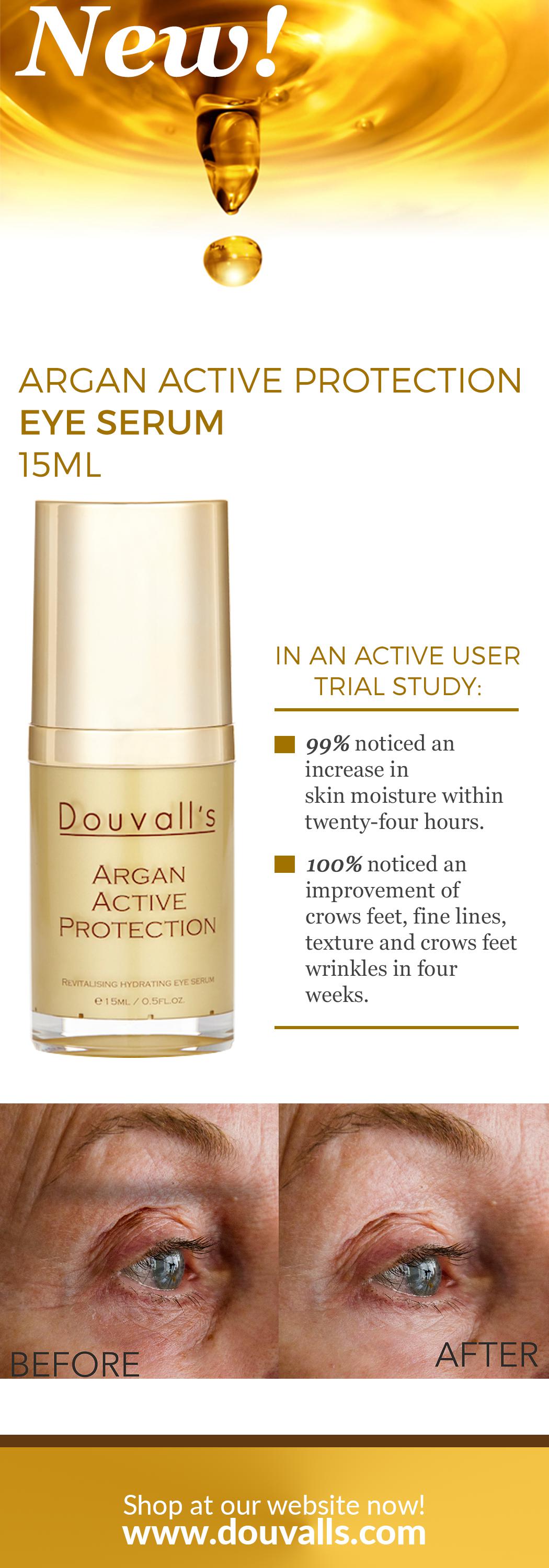 Douvall's Argan Active Protection Eye Serum 15ml | Revitalising and Hydrating Eye Care