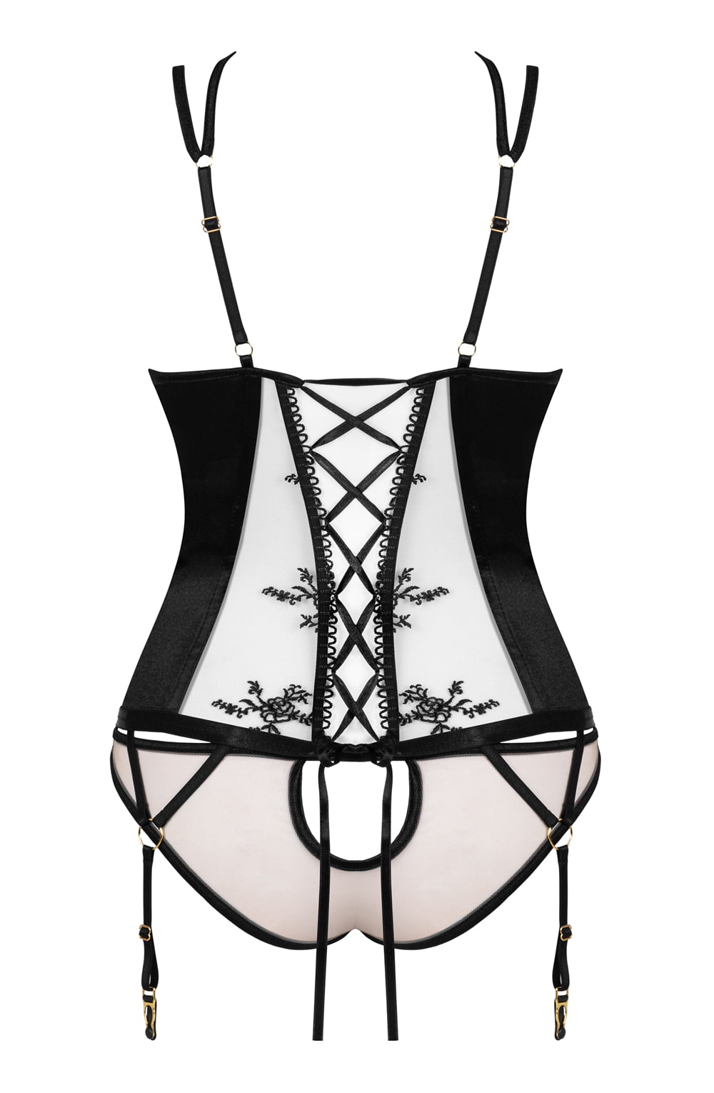 Beauty Night BN6690 Gianna Corset Black and Skin