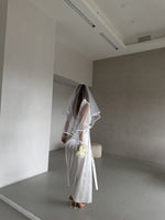 GODDESS Women’s Personalised White Satin Bridal Robe with Feather Trim