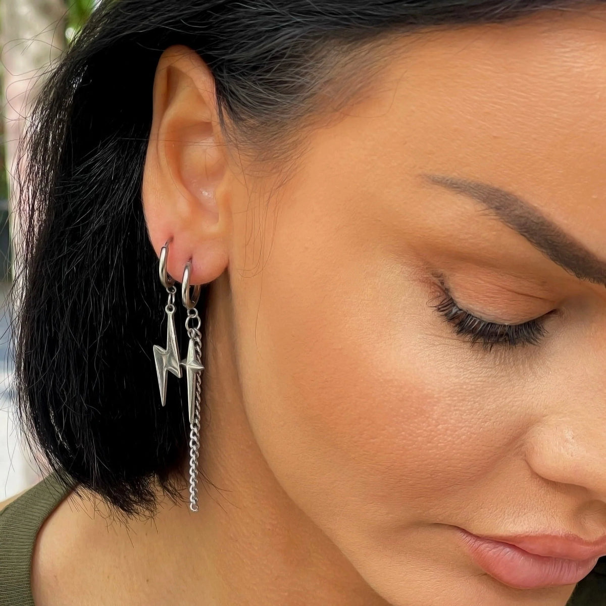 Atlas Lightening Bolt Mismatch Dangle Earrings