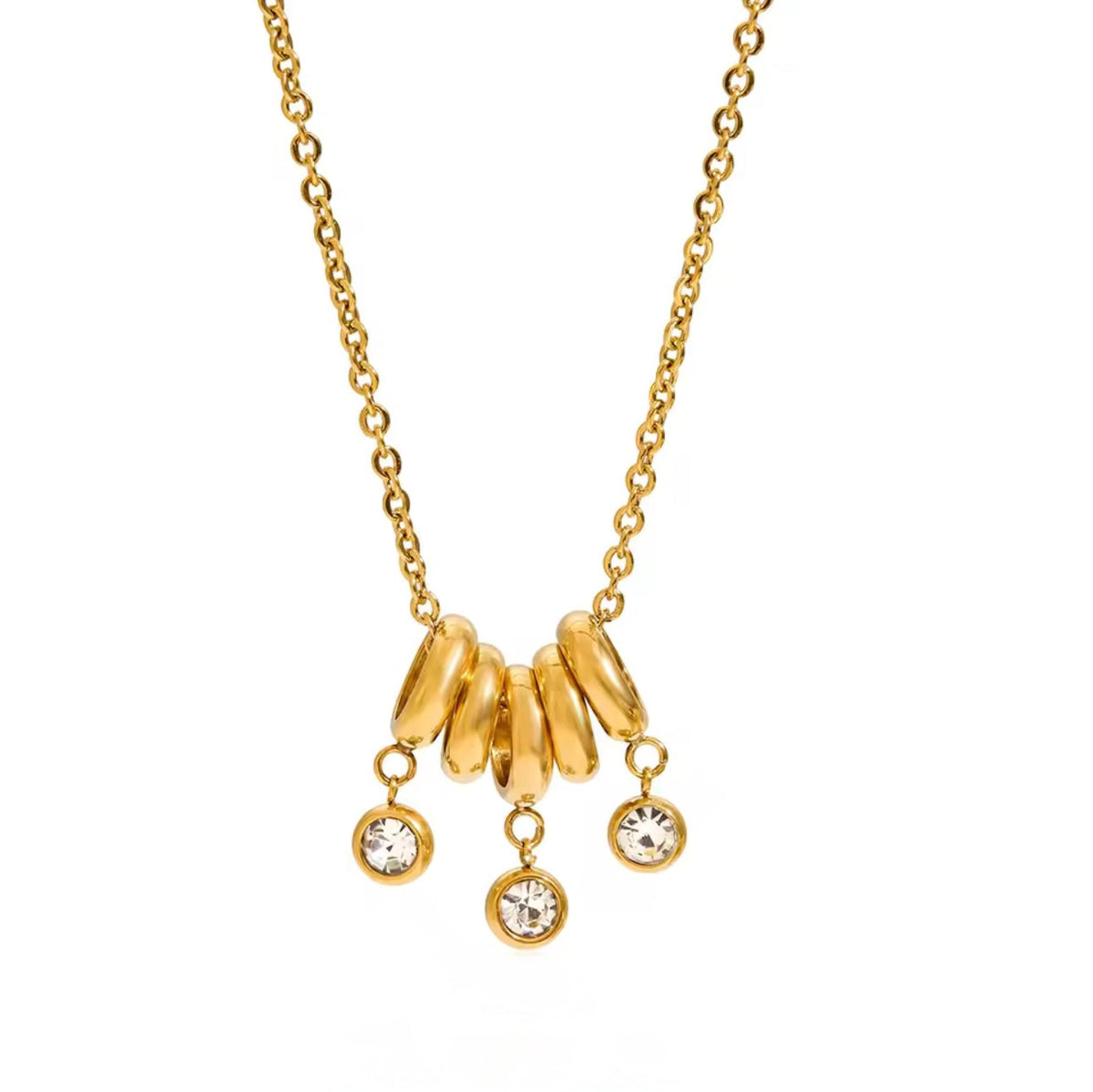 Ruby Luxe 18k Gold Plated Necklace with Crystal Charms