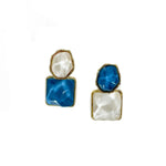 Sienna Cobalt & Ivory Mismatch Drop Statement Earrings