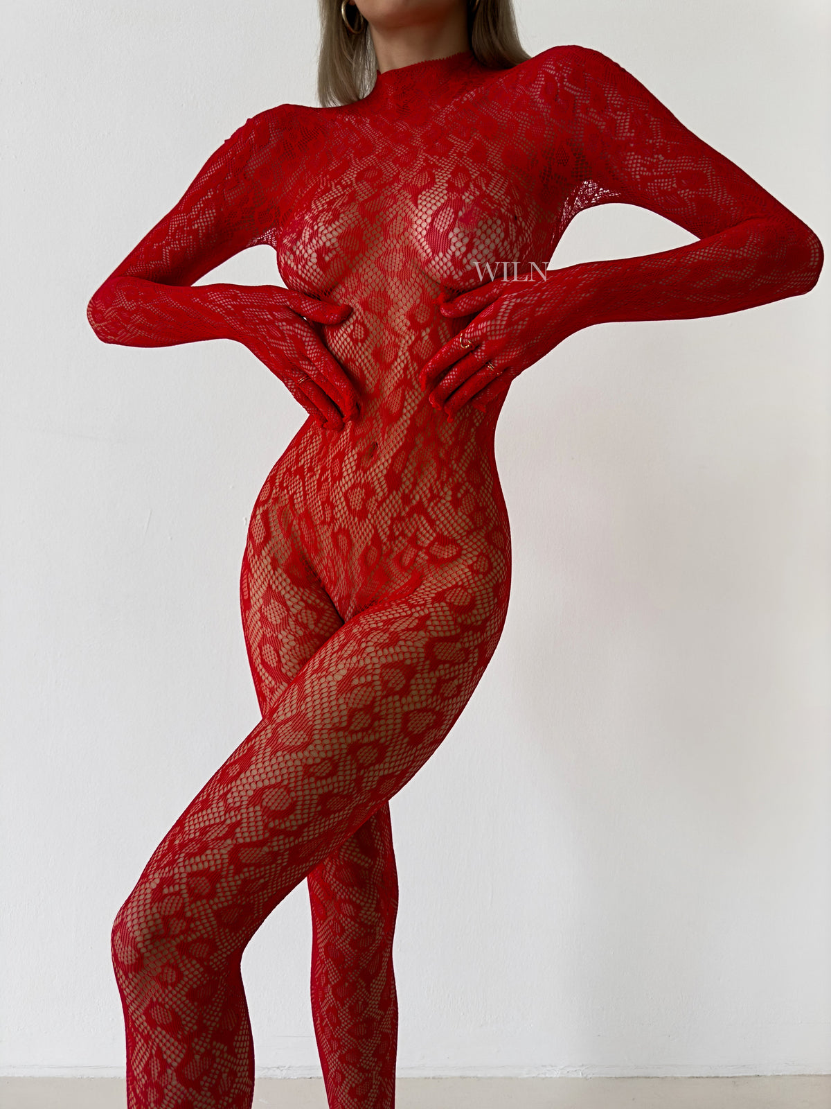 LIBIDO Red Fishnet Full One Size Bodystocking