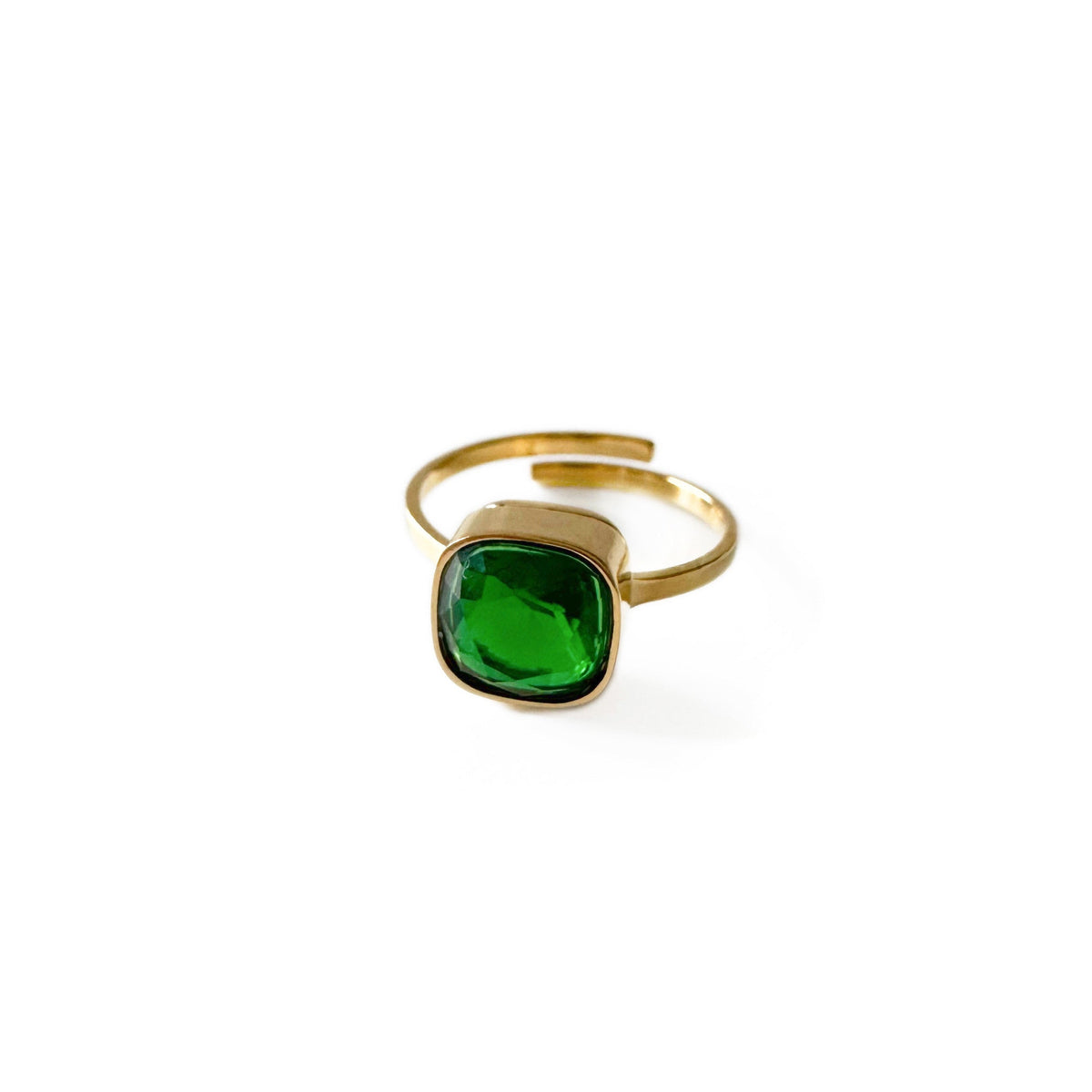 Jasu Luxe 18k Gold Plated Green Stone Ring