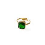 Jasu Luxe 18k Gold Plated Green Stone Ring