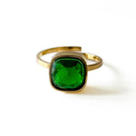 Jasu Luxe 18k Gold Plated Green Stone Ring