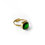 Jasu Luxe 18k Gold Plated Green Stone Ring
