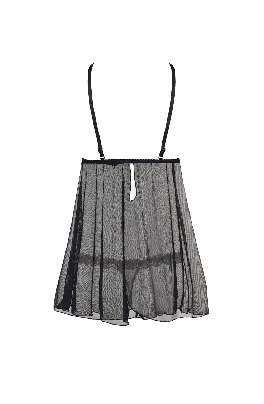 Beauty Night Lauren Lace Tulle Sheer Black Chemise & Thong Set