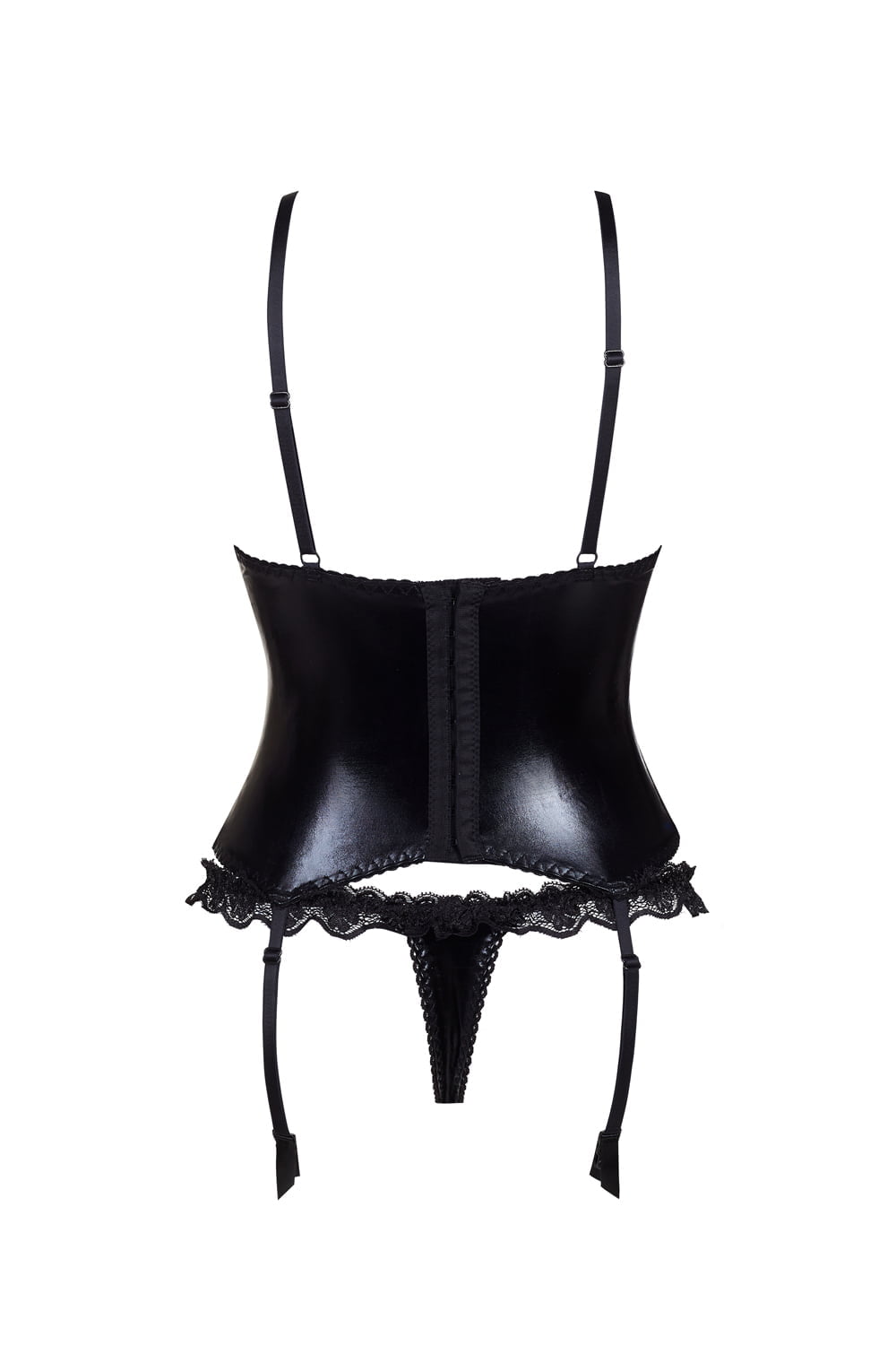 Beauty Night Lauren Lace Tulle Black Corset & Thong Set