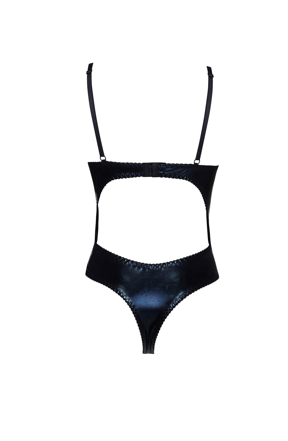 Beauty Night Lauren Lace Wet Look Black Teddy
