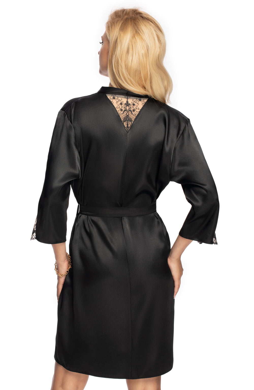 Irall Mallory Satin Dressing Gown Black