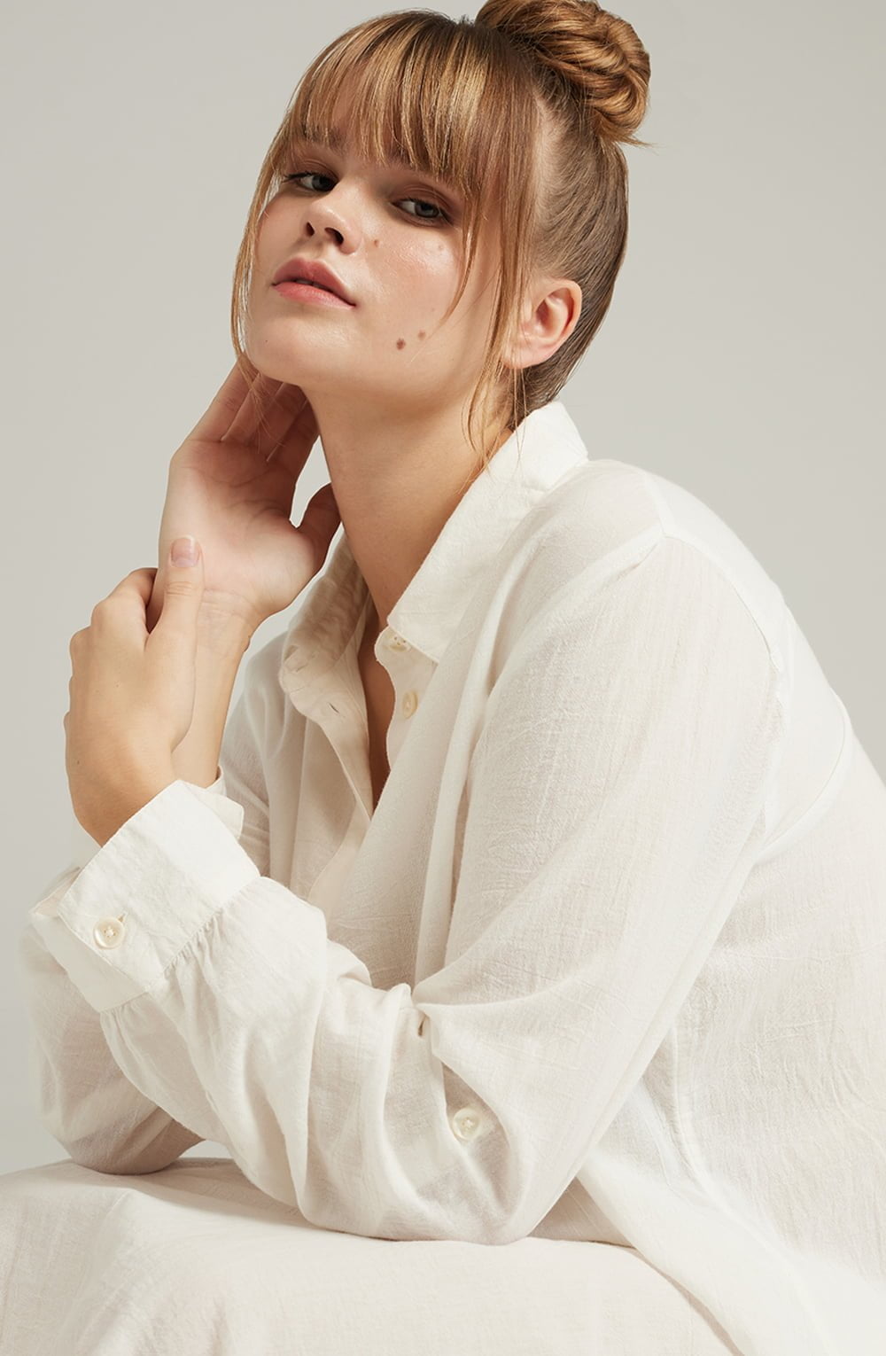 Nudea The Maxi Shirt Organic Cotton White Long Nightshirt
