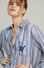 Nudea The Midi Shirt French Navy Stripe Pyjama Shirt