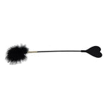 Bound to Please Black Silicone Heart Shaped Crop with Feather Tickler detail