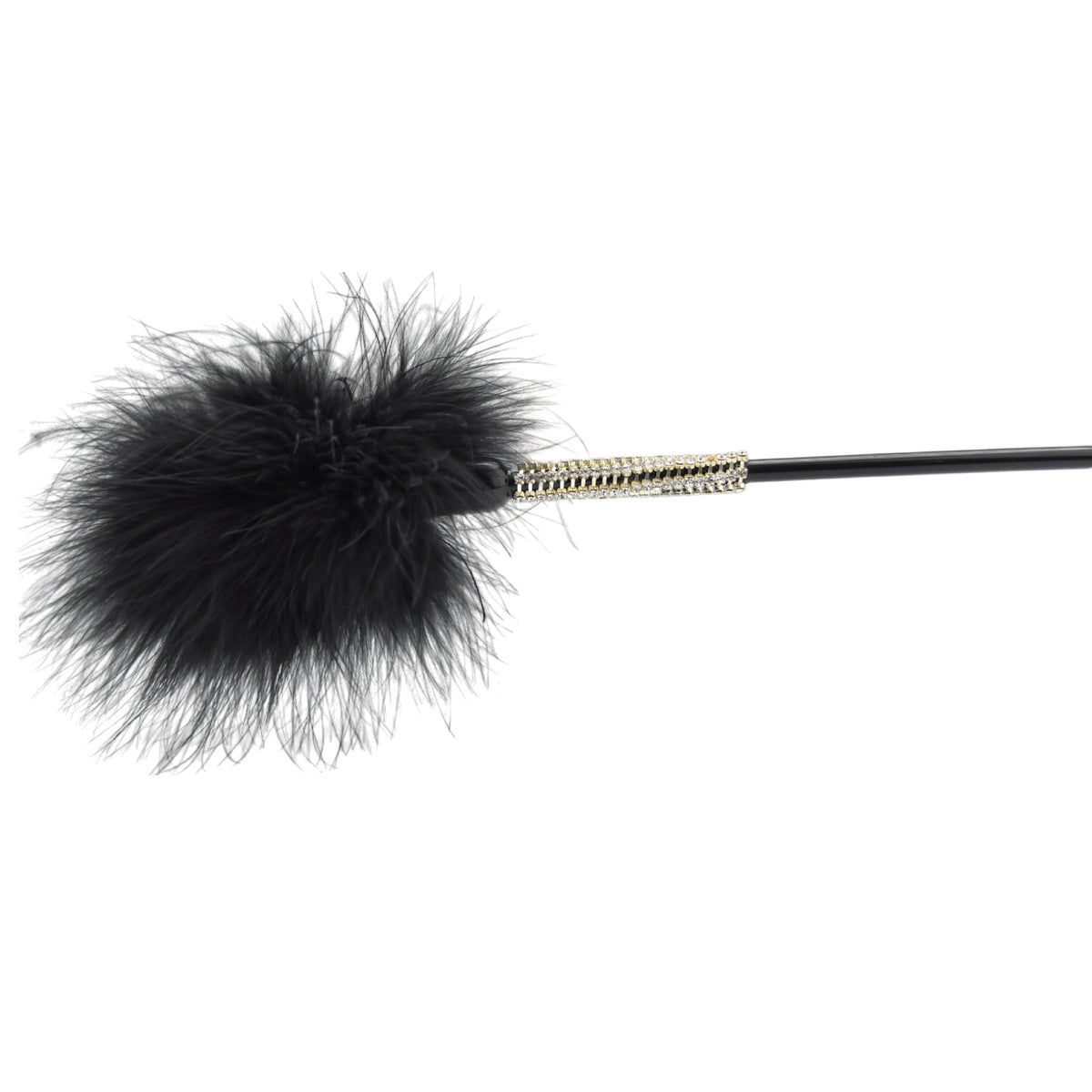 Bound to Please Black Silicone Heart Shaped Crop with Feather Tickler detail