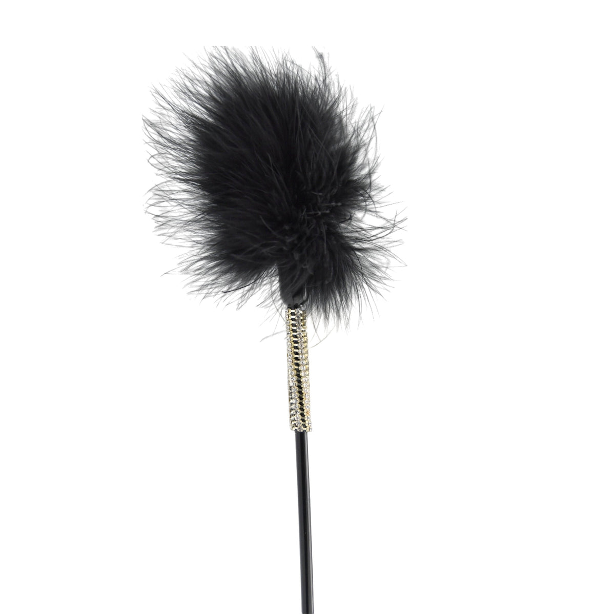 Bound to Please Black Silicone Heart Shaped Crop with Feather Tickler detail