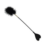 Bound to Please Black Silicone Heart Shaped Crop with Feather Tickler