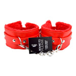Bound to Please Furry Plush Wrist Cuffs Red detail