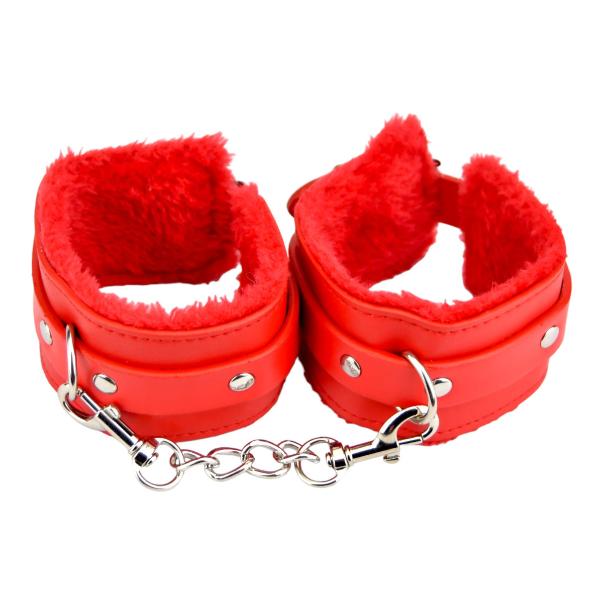 Bound to Please Furry Plush Wrist Cuffs Red detail